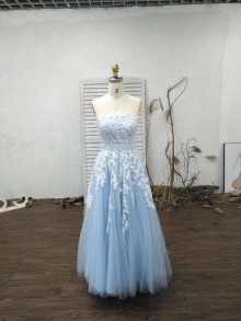 build in bra and lining custom made blue prom dress