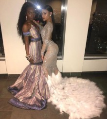 illusion silver glitter prom dress