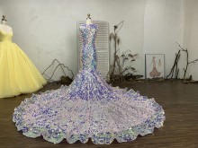 sparkly lilac square sequins customized mermaid prom dress