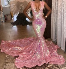 sparkly square sequins customized mermaid prom dress