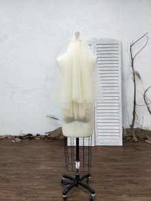 Custom made nude color layered soft tulle bridal veil