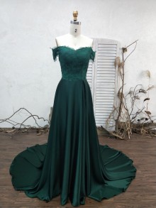 custom made emerald long prom dress