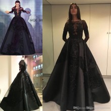 black satin and lace custom dress