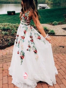 beautiful floral prom dress