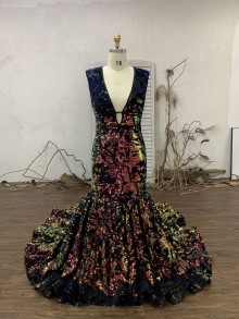 custom made sequin mermaid prom dress