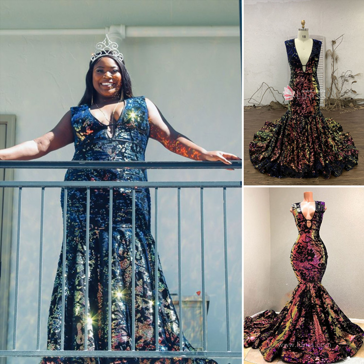custom made sparkly sequin mermaid prom dress