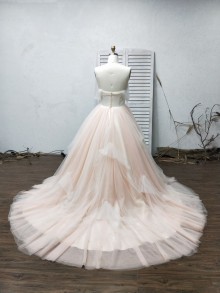 custom made colored tulle wedding gown