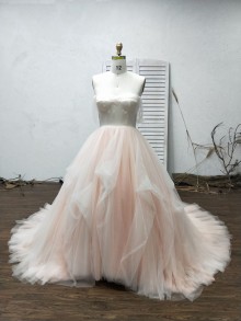 gorgeous colored tulle wedding gown