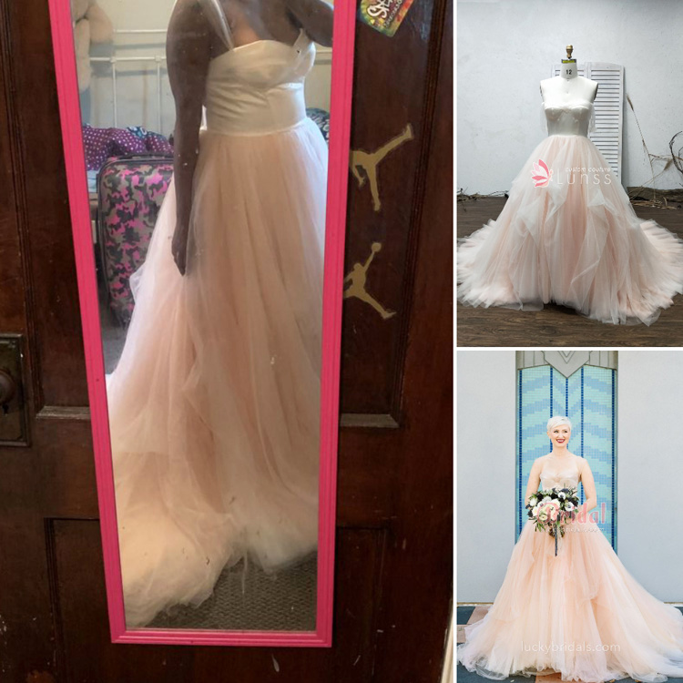 gorgeous custom made colored tulle wedding gown