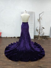 fascinating purple velvet prom dress
