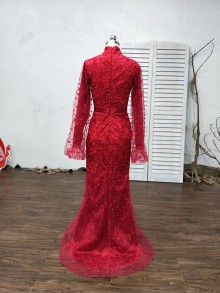 Lunss ruch lace prom dress