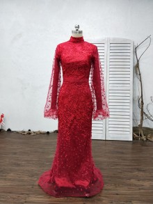 ruch lace prom dress