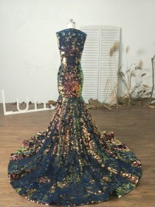 galaxy sequin fitted and flare prom dress