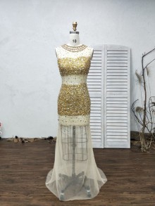 Luxury and unique custom made rhinestones and beading dress