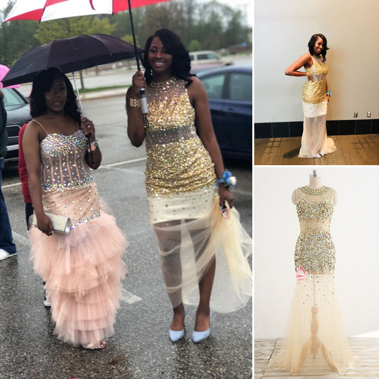 Luxury and unique custom made rhinestones and beading prom dress