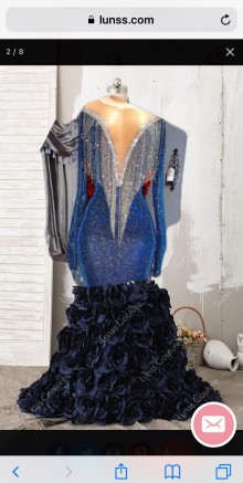 Unique Design Formal Gown with Combination of Tassels, Sequin and Rose ...