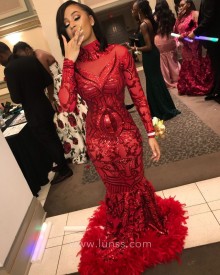 red sequin prom dress