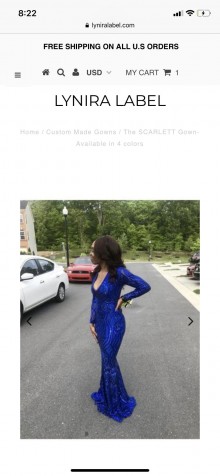 Sexy long sleeve royal blue prom dress