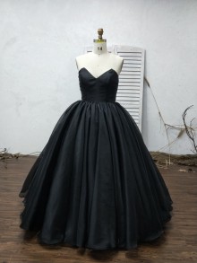black organza and satin gown