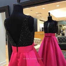 Custom Two Tone A line Prom Dress with Pockets and Open Back