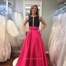 Designer Two Tone A line Prom Dress with Pockets