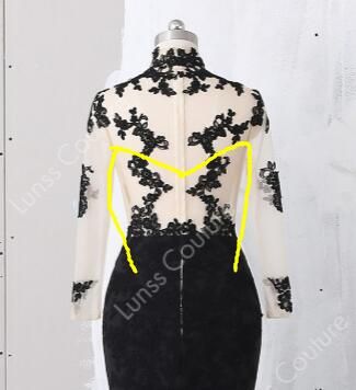 Customized Illusion Long Sleeve High Neck Lace Prom Dress with Long 3D ...