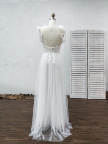 custom made lace and tulle wedding dress