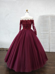 maroon tulle and lace sweet 16 dress