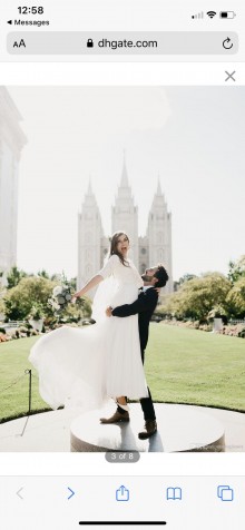 Ivory Lace Half Sleeve Bodice Chiffon Custom Bridal Dress