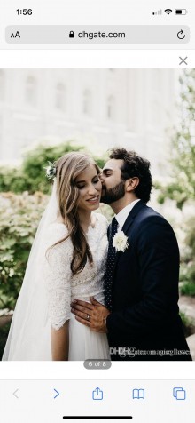 Ivory Petite Size Half Sleeve Lace Custom Bridal Dress