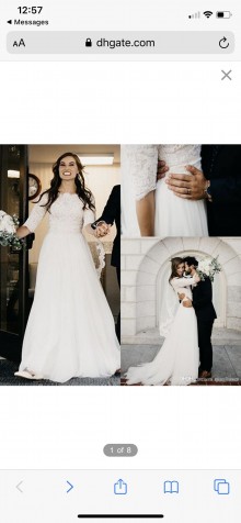 Ivory Petite Size Half Sleeve Lace Lace A line Chiffon Custom Bridal Dress