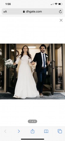Ivory Petite Size Lace Chiffon Custom Bridal Dress