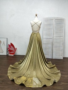lace up back stunning gold glitter custom big prom dress