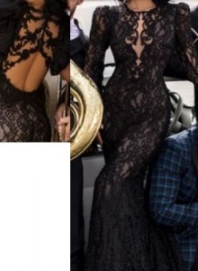 Black Sheer Lace Beautiful Mermaid Inspiration Wedding Dress