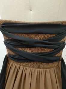 Strapless slit A line chiffon dress with black lace up back