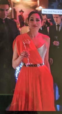 One Shoulder Orange Chiffon Overlaid High Low Dress Design Reference