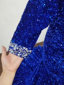 royal blue silver jewels sleeve cuffs design