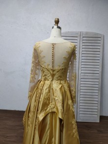 Custom Gold Sheer Back Engagement Dress