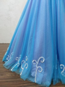 layered blue glitter tulle beaded 18th birthday dress