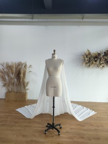 simple ivory low back chiffon pageant cape