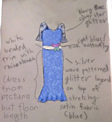 Blue Floor Length Column Sweet 16 Party Dress Sketch