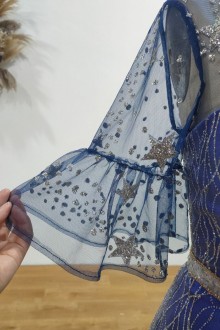 navy stars tulle flutter sleeves