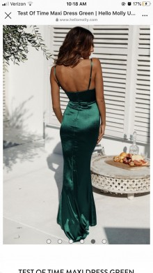 mid back green satin fit and flare cowl neck wedding dress reference