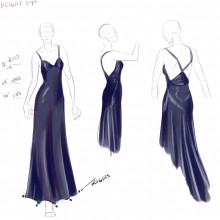 midnight ankle length dress illustration