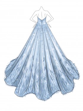 strapless sky blue ball gown dress sketch