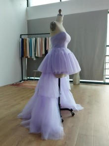 Lunss custom high low tulle prom dress