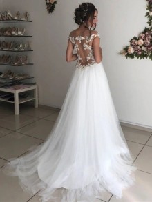 illusion back wedding dress