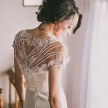 beaded lace short sleeve dress