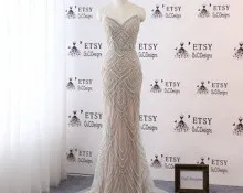 beaded long prom dress