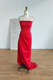 red satin dress
